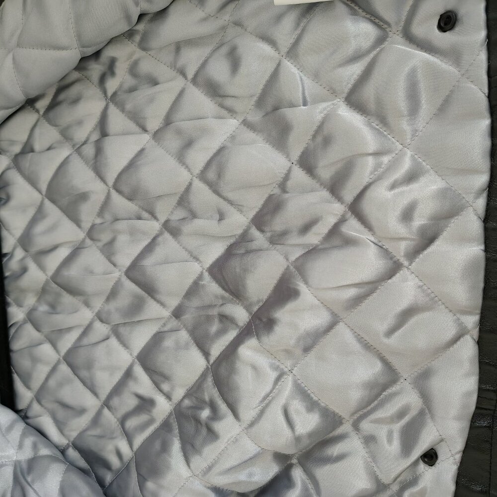 Steve Madden Genuine Leather Bomber Jacket Black - Picture 8 of 9